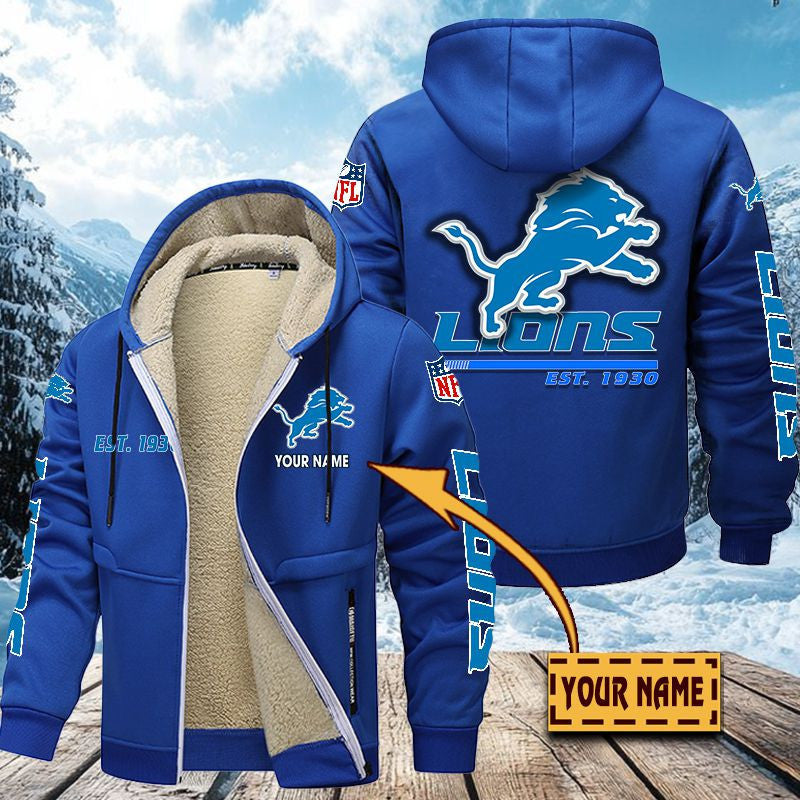 Premium Sherpa-Lined Winter Hoodie – Personalized Edition Detroit Lions