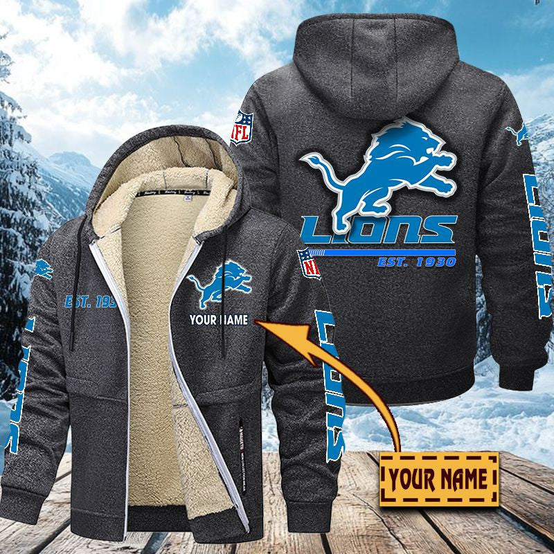 Premium Sherpa-Lined Winter Hoodie – Personalized Edition Detroit Lions