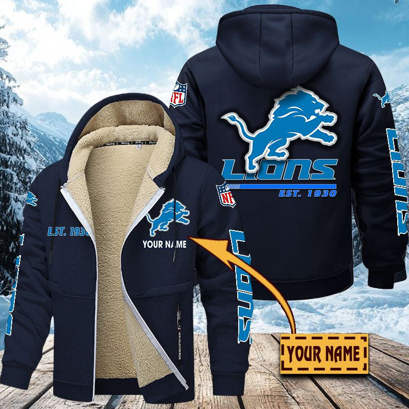Premium Sherpa-Lined Winter Hoodie – Personalized Edition Detroit Lions