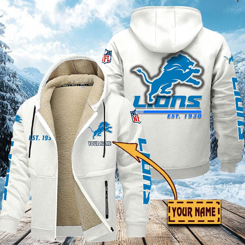 Premium Sherpa-Lined Winter Hoodie – Personalized Edition Detroit Lions