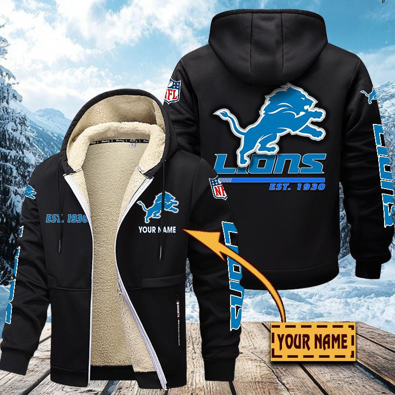 Premium Sherpa-Lined Winter Hoodie – Personalized Edition Detroit Lions
