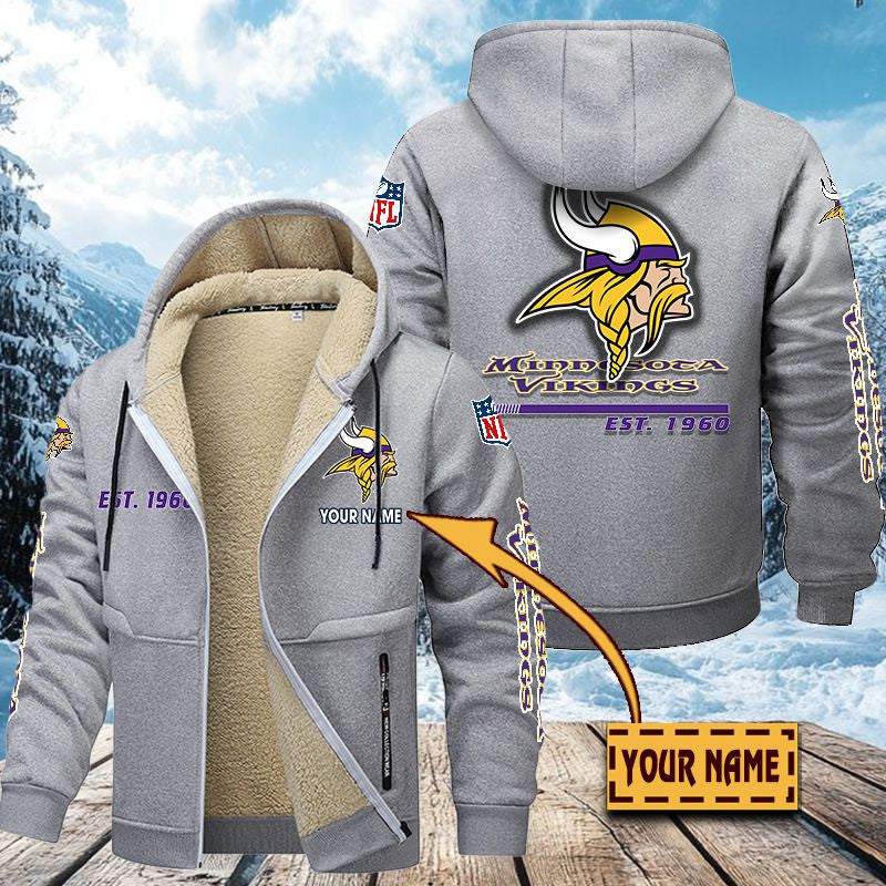Premium Sherpa-Lined Winter Hoodie – Personalized Edition Minnesota Vikings