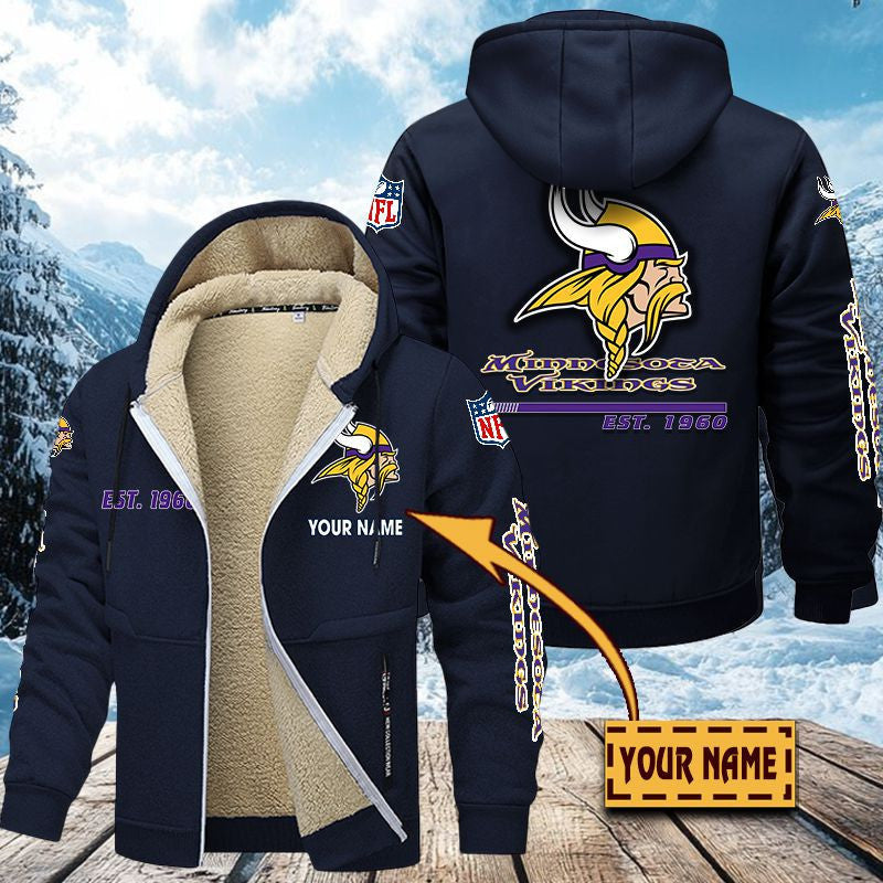 Premium Sherpa-Lined Winter Hoodie – Personalized Edition Minnesota Vikings