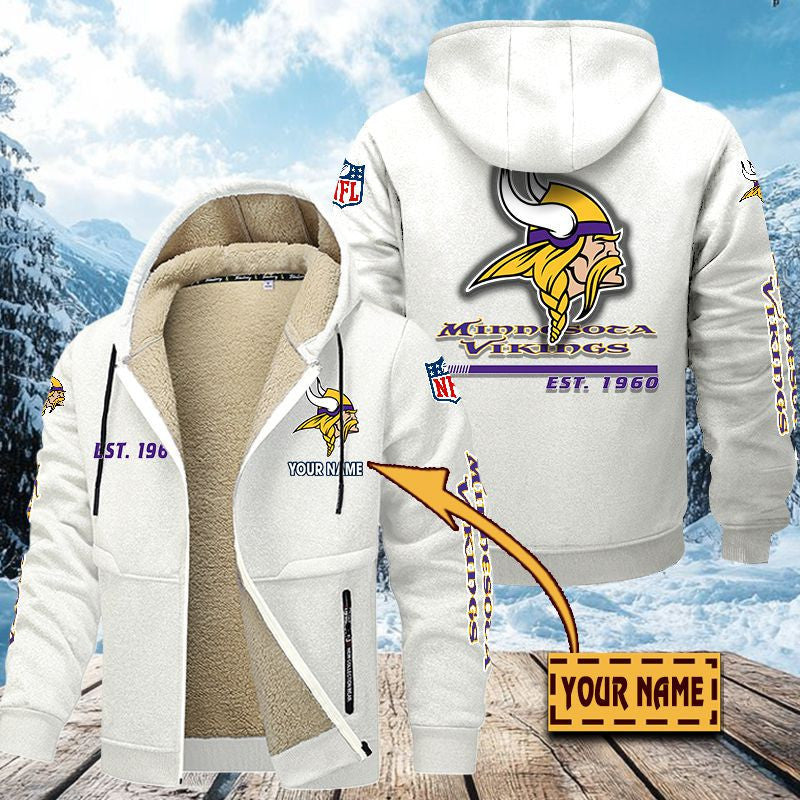 Premium Sherpa-Lined Winter Hoodie – Personalized Edition Minnesota Vikings