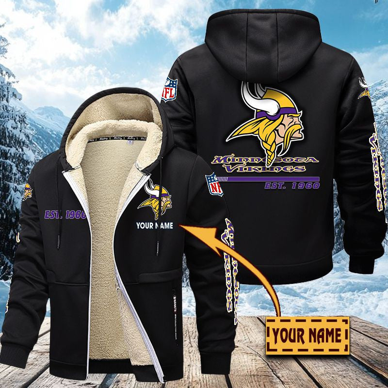 Premium Sherpa-Lined Winter Hoodie – Personalized Edition Minnesota Vikings