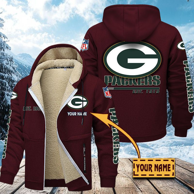 Premium Sherpa-Lined Winter Hoodie – Personalized Edition Green Bay Packers
