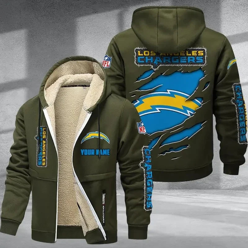 Los Angeles Chargers Thickened Zipper Hoodies