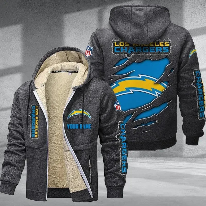 Los Angeles Chargers Thickened Zipper Hoodies