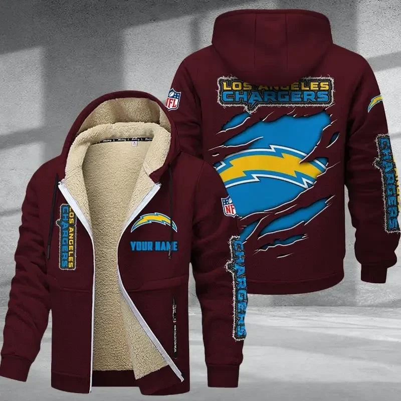 Los Angeles Chargers Thickened Zipper Hoodies