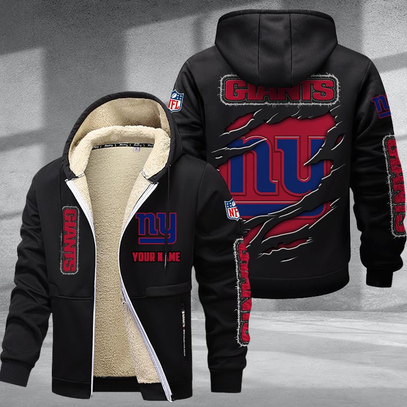 New York Giants Premium Sherpa-Lined Winter Hoodie – Personalized Edition