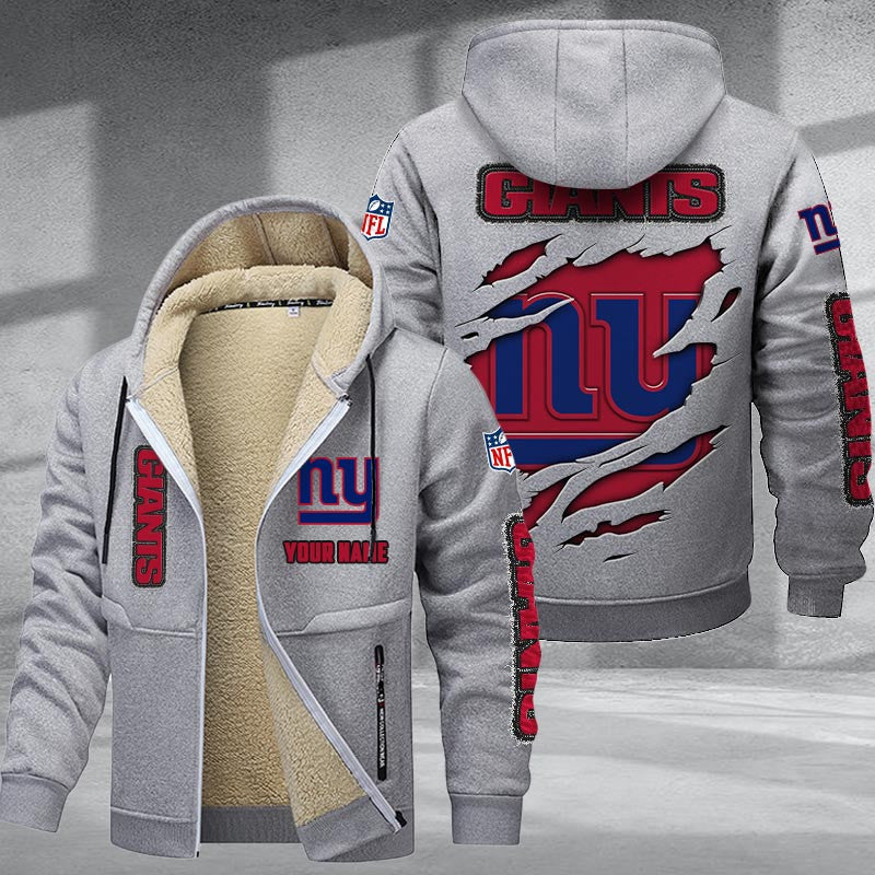 New York Giants Premium Sherpa-Lined Winter Hoodie – Personalized Edition
