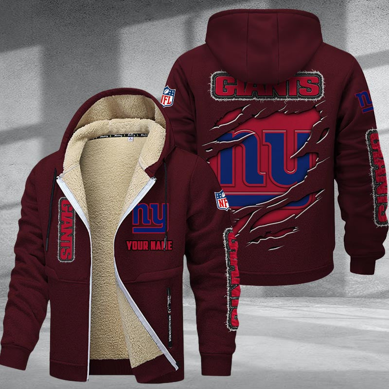 New York Giants Premium Sherpa-Lined Winter Hoodie – Personalized Edition