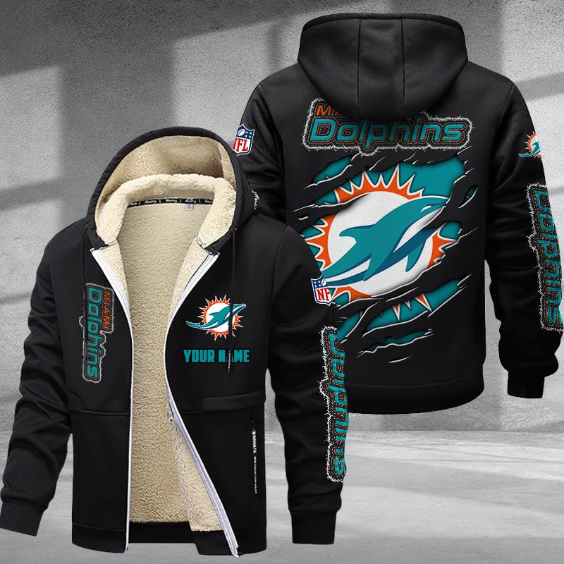 Miami Dolphins Premium Sherpa-Lined Winter Hoodie – Personalized Edition
