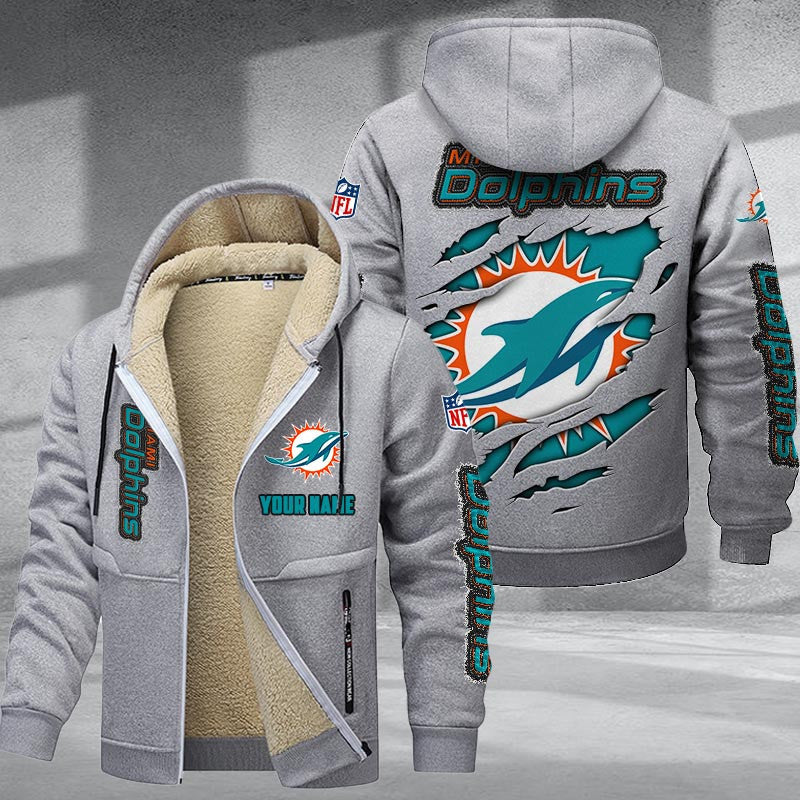 Miami Dolphins Premium Sherpa-Lined Winter Hoodie – Personalized Edition