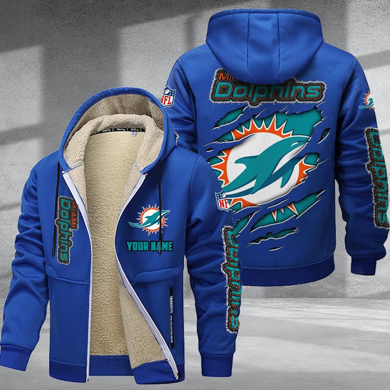 Miami Dolphins Premium Sherpa-Lined Winter Hoodie – Personalized Edition