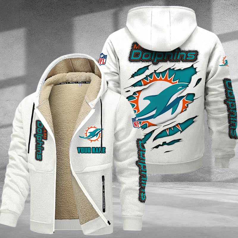 Miami Dolphins Premium Sherpa-Lined Winter Hoodie – Personalized Edition