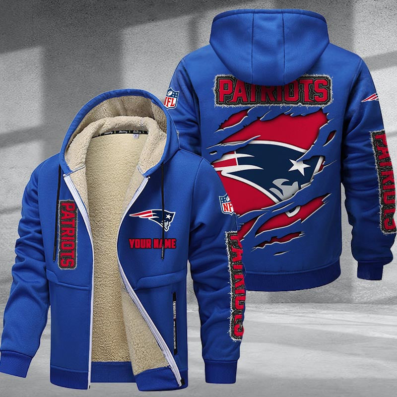 New England Patriots Premium Sherpa-Lined Winter Hoodie – Personalized Edition