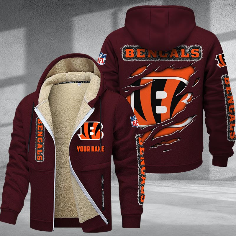 Cincinnati Bengals Premium Sherpa-Lined Winter Hoodie – Personalized Edition