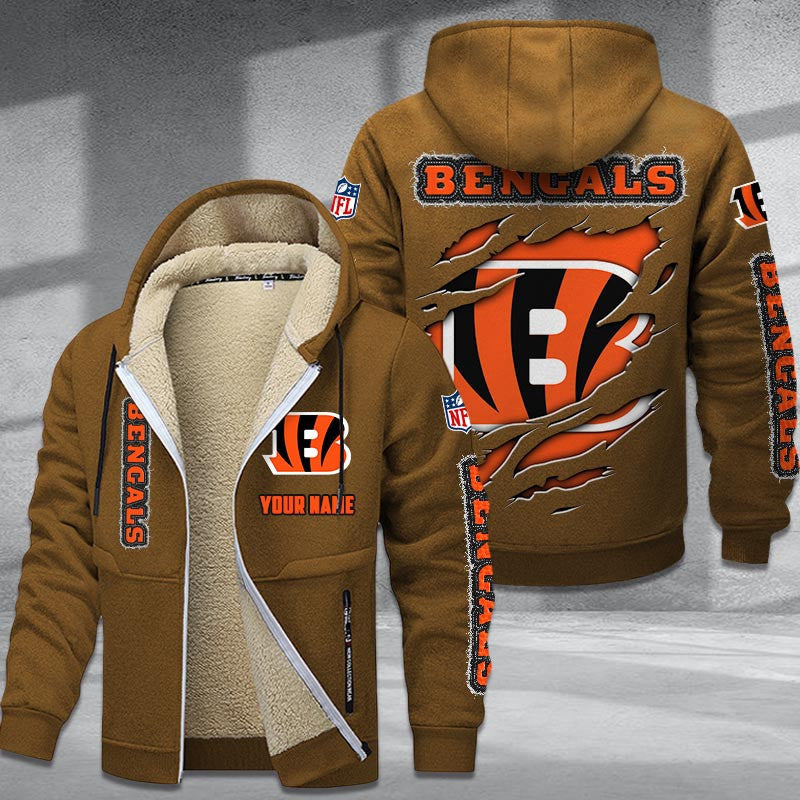 Cincinnati Bengals Premium Sherpa-Lined Winter Hoodie – Personalized Edition