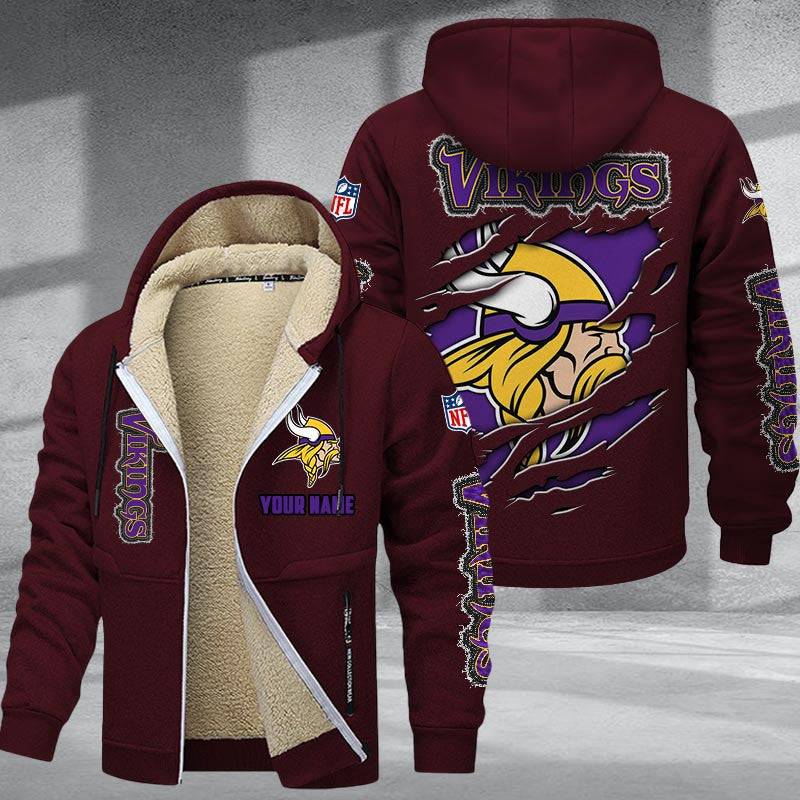 Minnesota Vikings Premium Sherpa-Lined Winter Hoodie – Personalized Edition