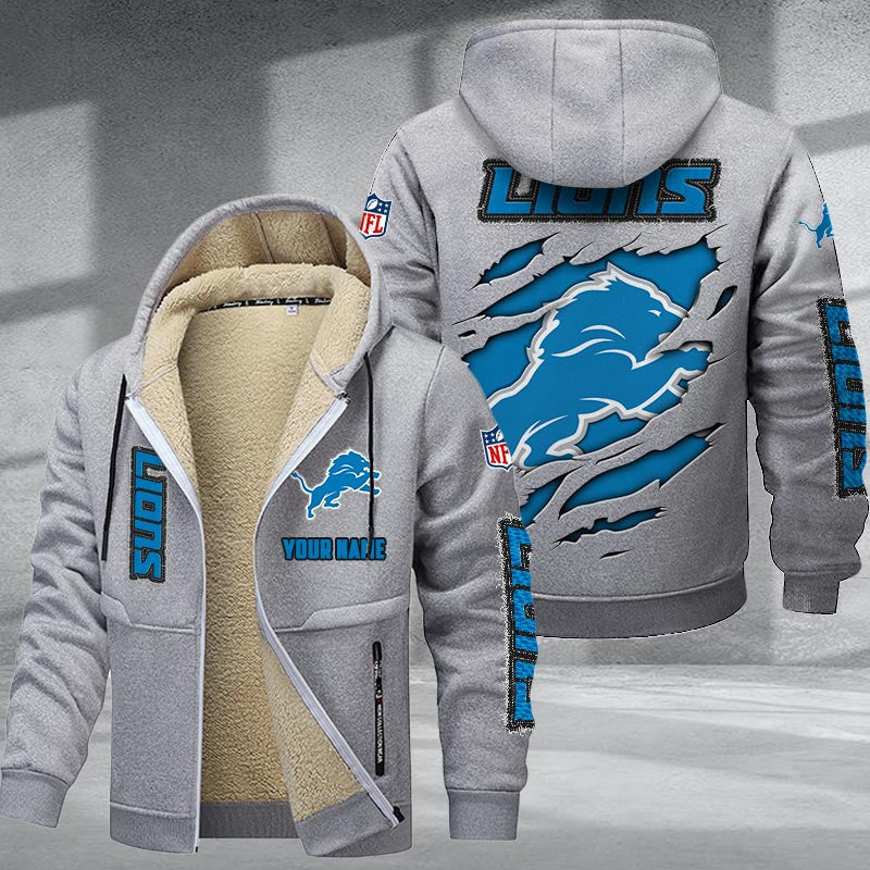 Detroit Lions Premium Sherpa-Lined Winter Hoodie – Personalized Edition