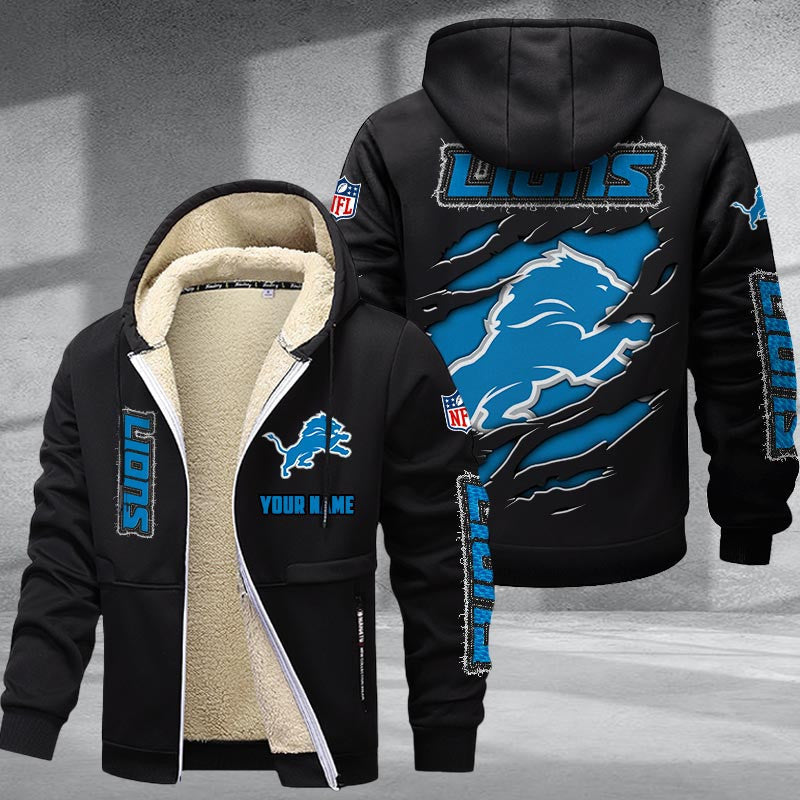 Detroit Lions Premium Sherpa-Lined Winter Hoodie – Personalized Edition