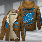 Detroit Lions Premium Sherpa-Lined Winter Hoodie – Personalized Edition