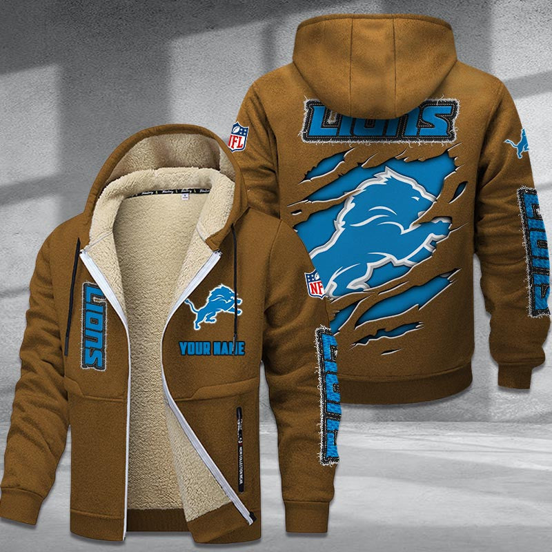 Detroit Lions Premium Sherpa-Lined Winter Hoodie – Personalized Edition