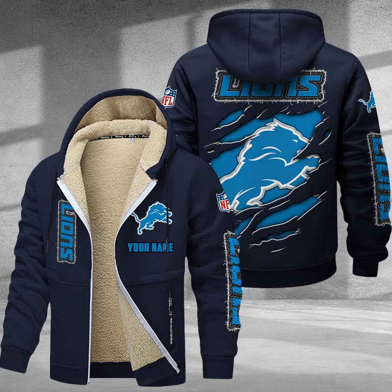 Detroit Lions Premium Sherpa-Lined Winter Hoodie – Personalized Edition
