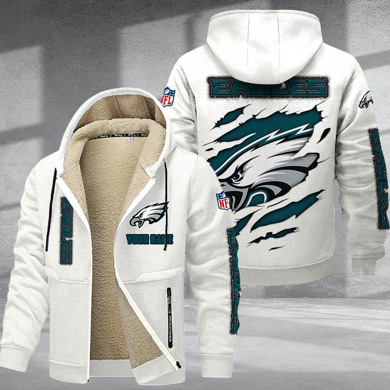 Philadelphia Eagles Premium Sherpa-Lined Winter Hoodie – Personalized Edition Secondary image