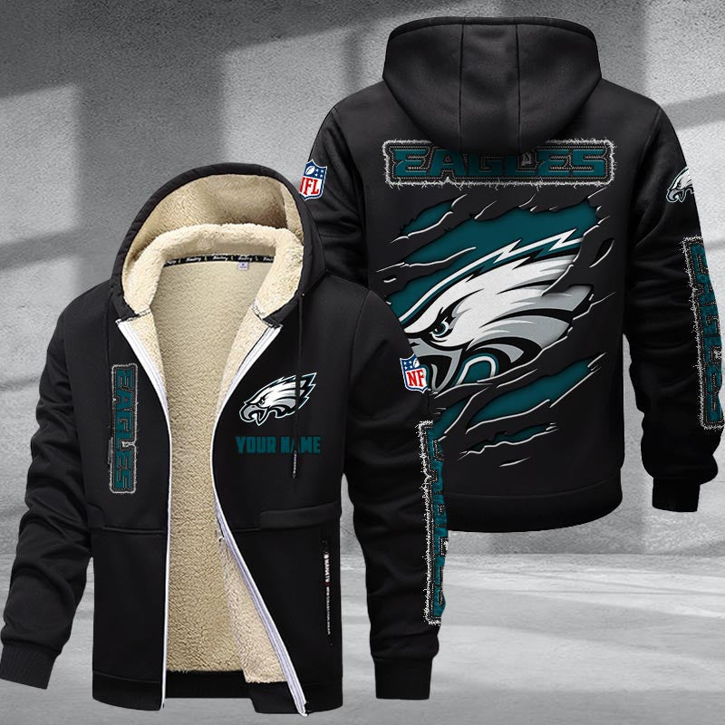 Philadelphia Eagles Premium Sherpa-Lined Winter Hoodie – Personalized Edition