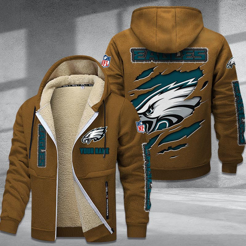 Philadelphia Eagles Premium Sherpa-Lined Winter Hoodie – Personalized Edition