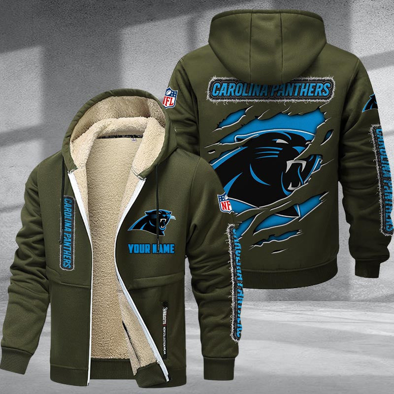 Carolina Panthers Premium Sherpa-Lined Winter Hoodie – Personalized Edition Secondary image