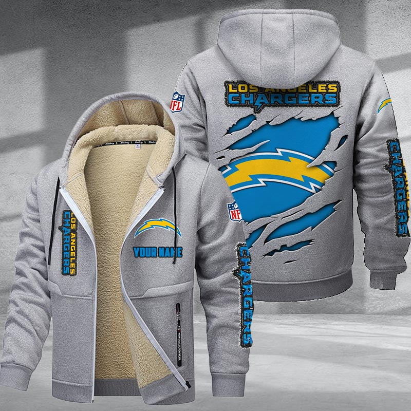 Los Angeles Chargers Premium Sherpa-Lined Winter Hoodie – Personalized Edition