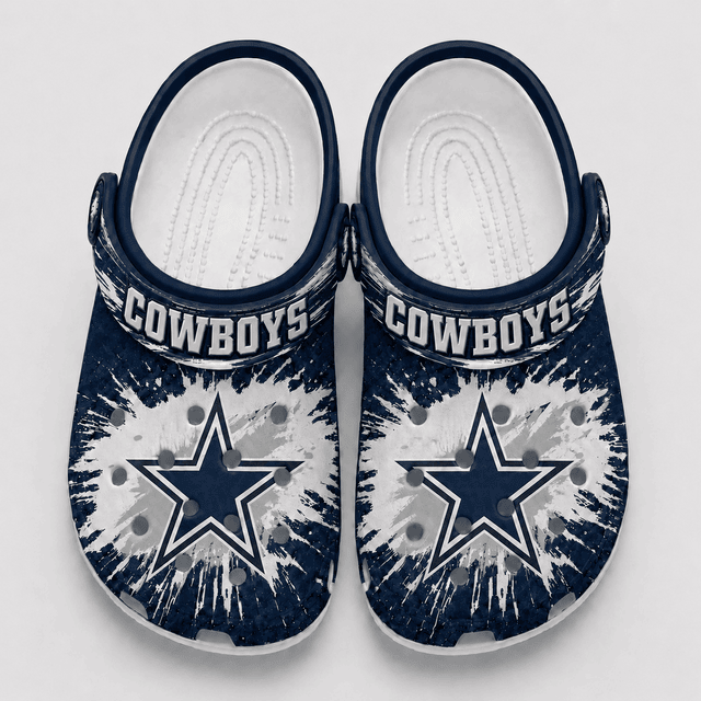 Dallas Cowboys Tie‑Dye Football Fan Clogs Slip‑On Shoes