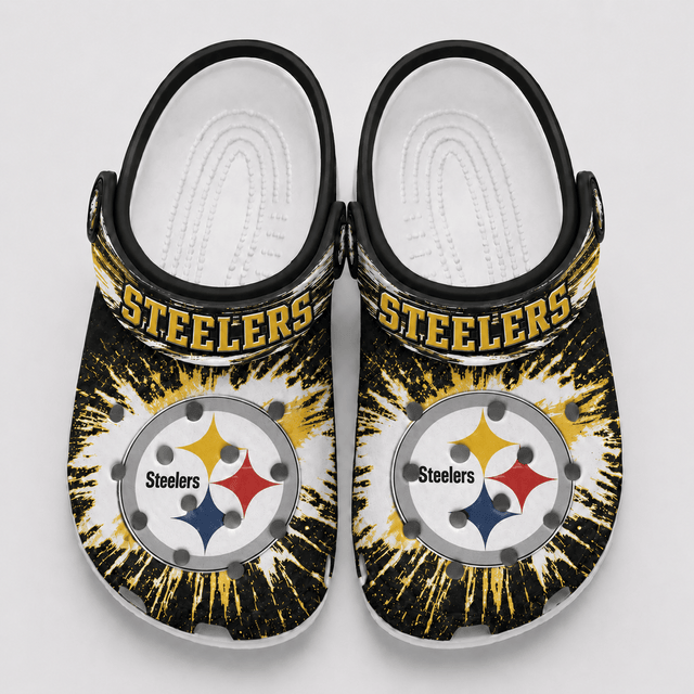 Pittsburgh Steelers Tie‑Dye Football Fan Clogs Slip‑On Shoes