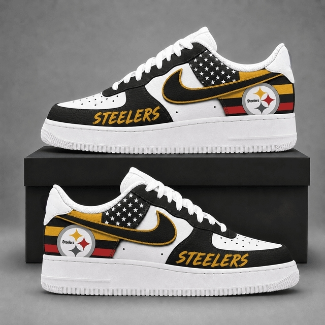 Pittsburgh Steelers American Flag NFL Fan Sneakers