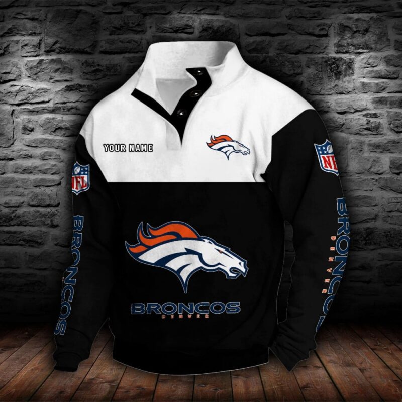 Denver Broncos Double Breasted Stand Collar Hoodie