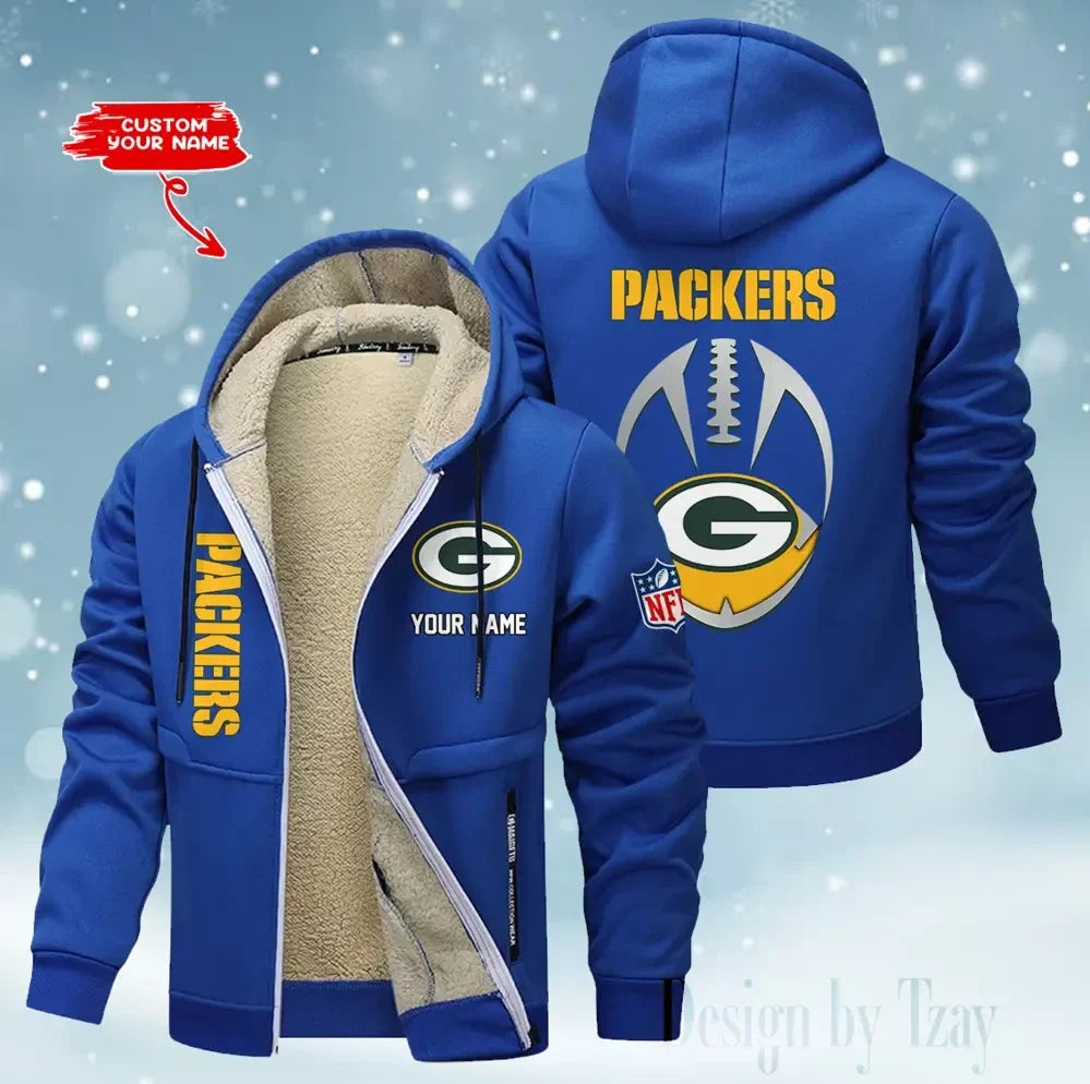 Green Bay Packers Hoodies Zip Velvet Coat