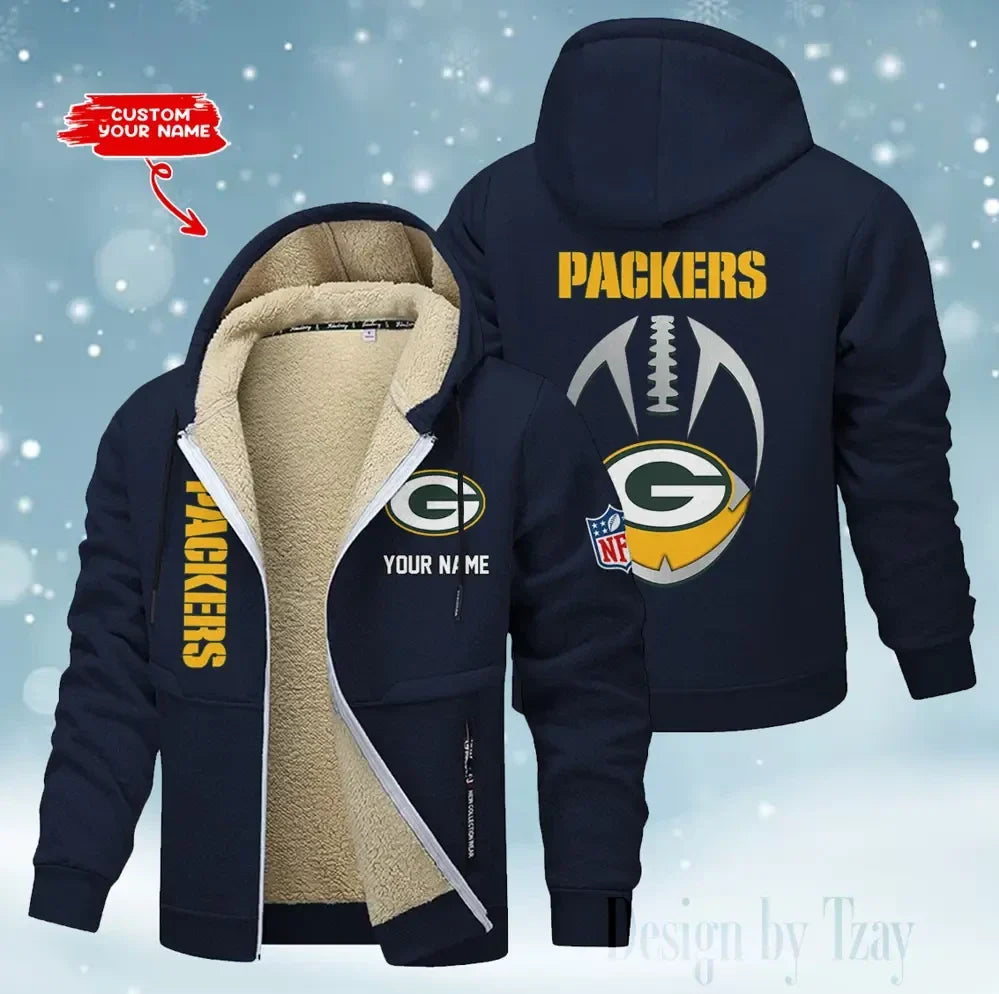 Green Bay Packers Hoodies Zip Velvet Coat