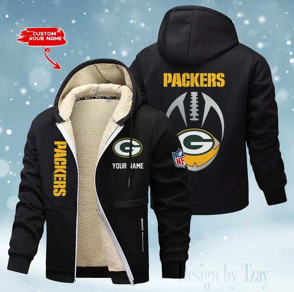 Green Bay Packers Hoodies Zip Velvet Coat