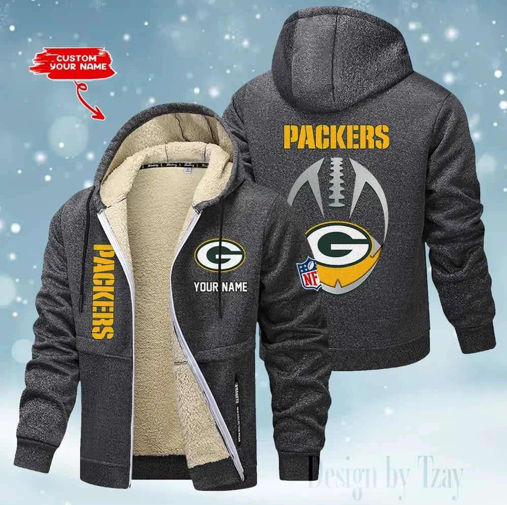 Green Bay Packers Hoodies Zip Velvet Coat