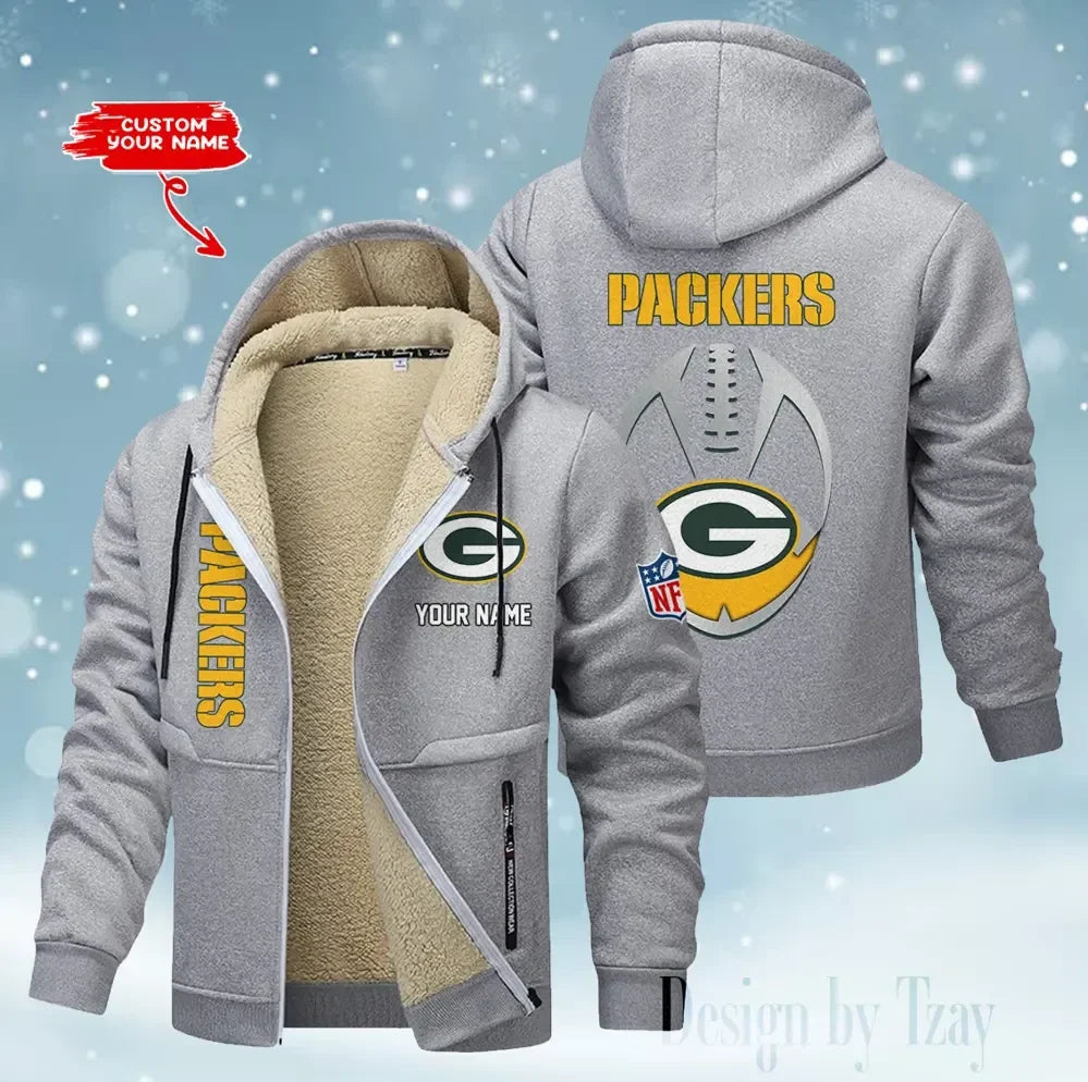 Green Bay Packers Hoodies Zip Velvet Coat