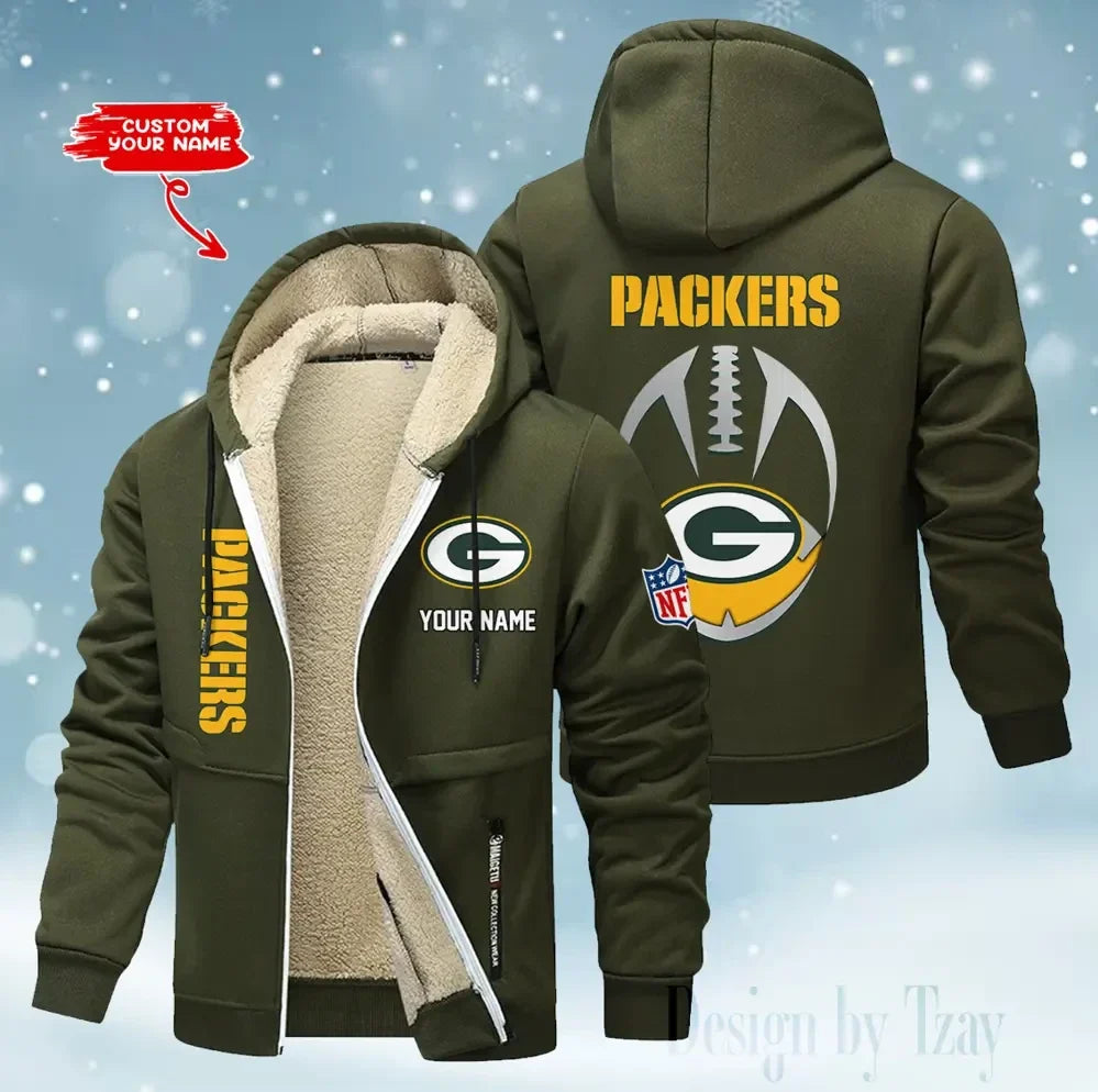 Green Bay Packers Hoodies Zip Velvet Coat