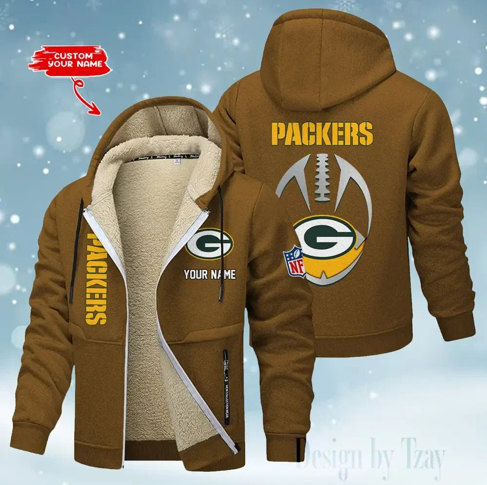 Green Bay Packers Hoodies Zip Velvet Coat