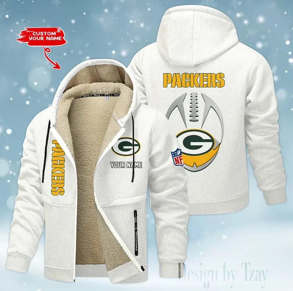 Green Bay Packers Hoodies Zip Velvet Coat Secondary image