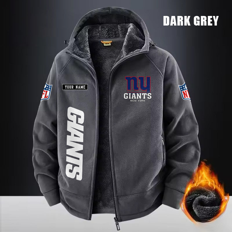 New York Giants Fleece Fashion Hooded Jacket Outdoor