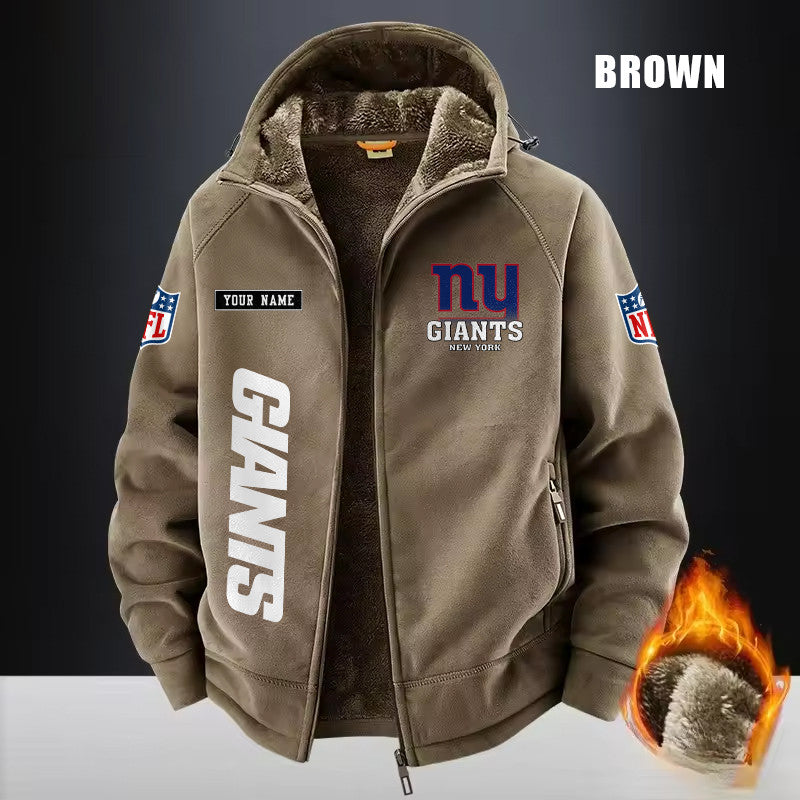 New York Giants Fleece Fashion Hooded Jacket Outdoor