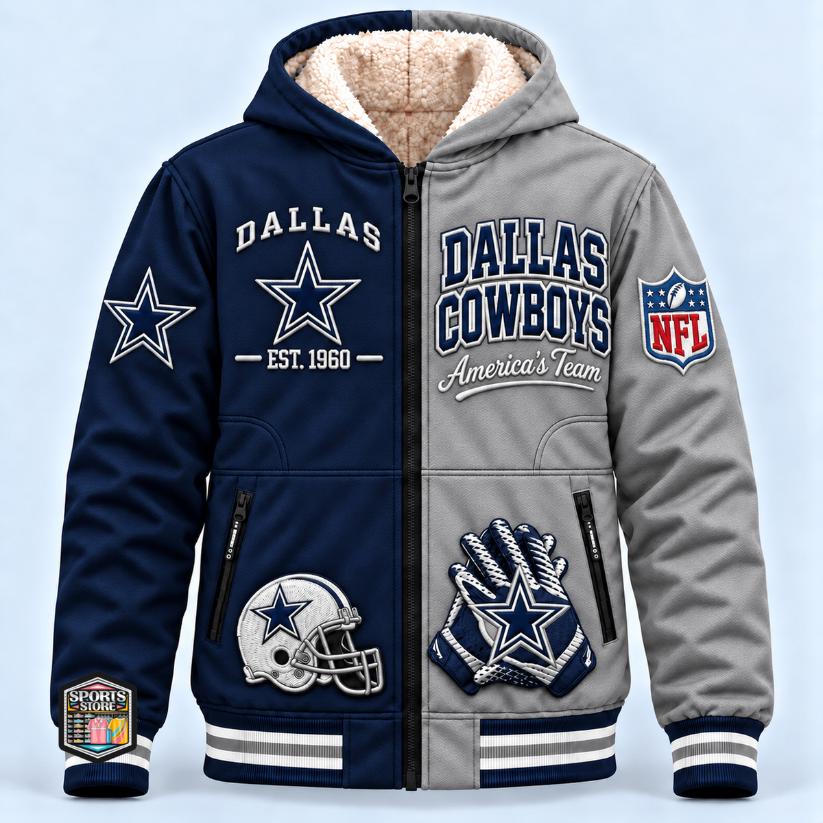 Dallas Cowboys Thick Zip Up Hoodie