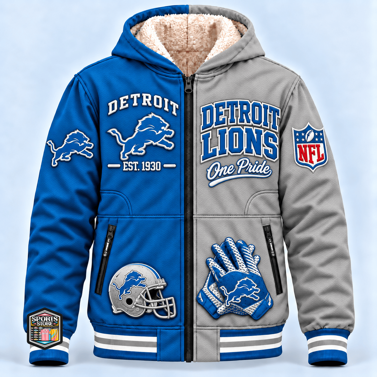 Detroit Lions Thick Zip Up Hoodie